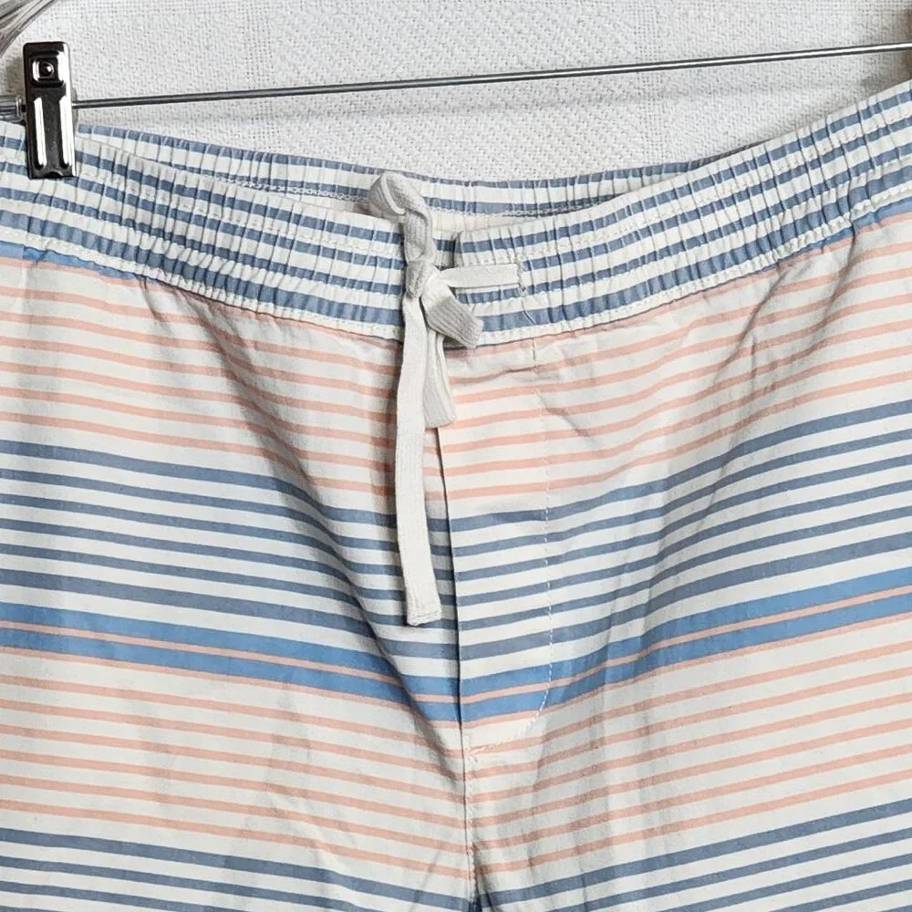George Peach Blue Striped Casual Cotton Lyocell Span Tie Waist Short Sz XL 40-42